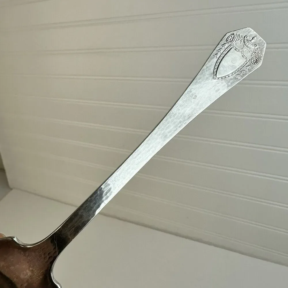 1847 Rogers Bros Heraldic 1916 Hammered Cold Meat Silver Plate Serving Fork